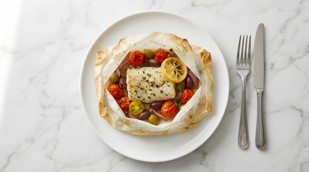 Mediterranean Cod Baked in Parchment